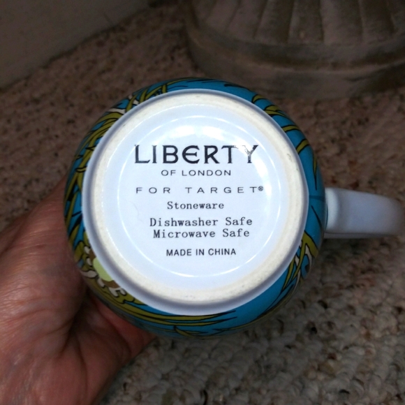 Liberty of London x Target, Teal & Olive Art Deco Style Leaf Design Coffee Mug - Picture 5 of 6